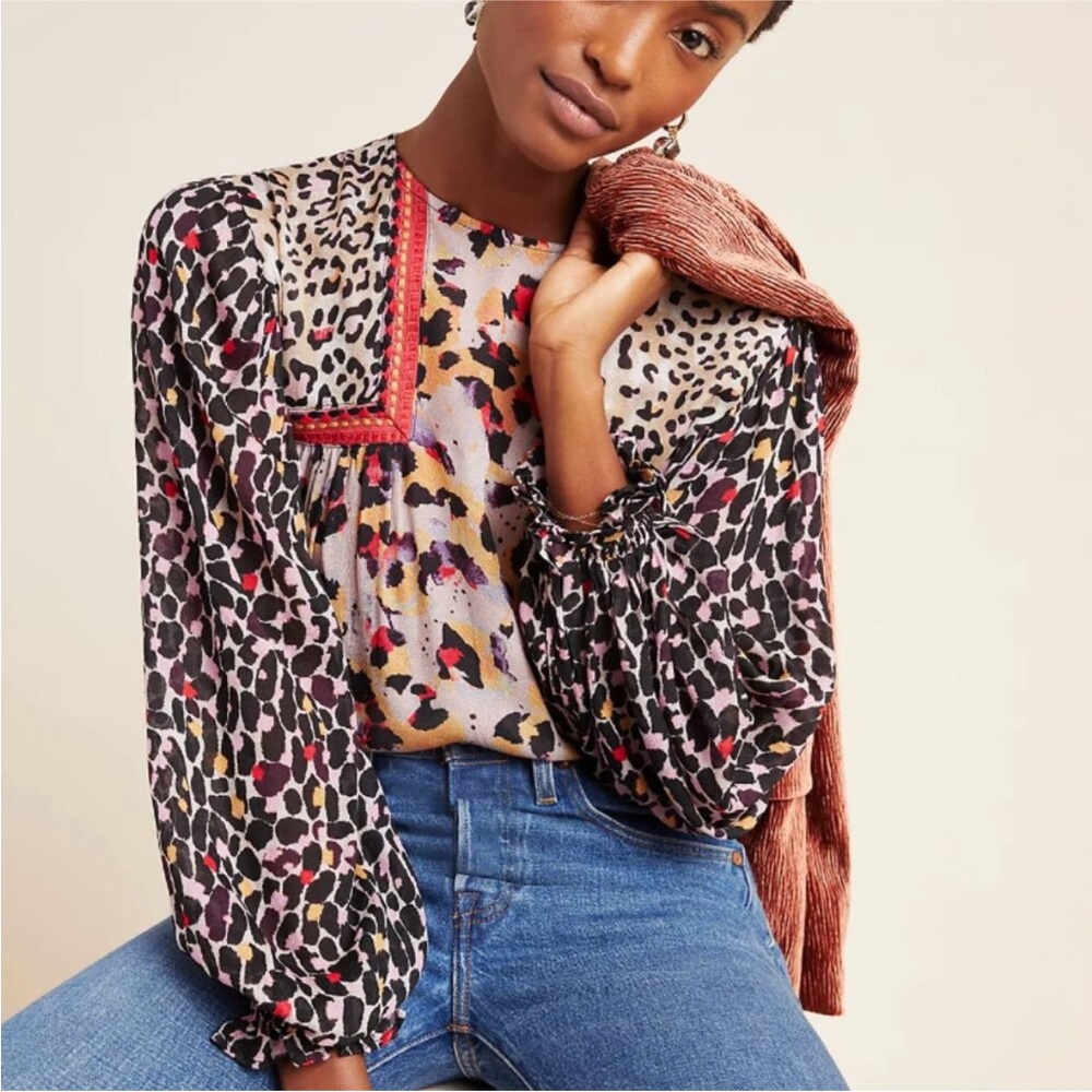 Anthropologie Blank London Joelle Leopard Print Top